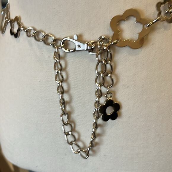 Gold Tone Boho Open Flower Concho Metal Chain Link Belt OS One Size - Picture 7 of 11